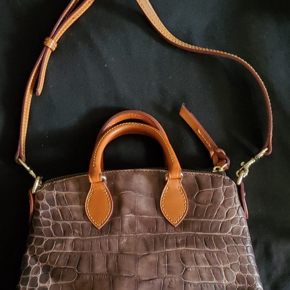 Dooney & Bourke Brown Croc-Embossed Crossbody Bag - Picture 2 of 15